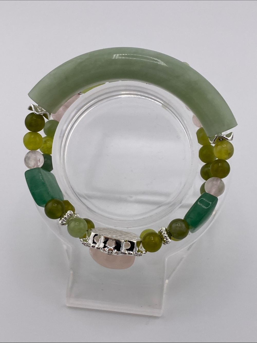 Luxe Green Jade Half-Bangle Artisan Bracelet